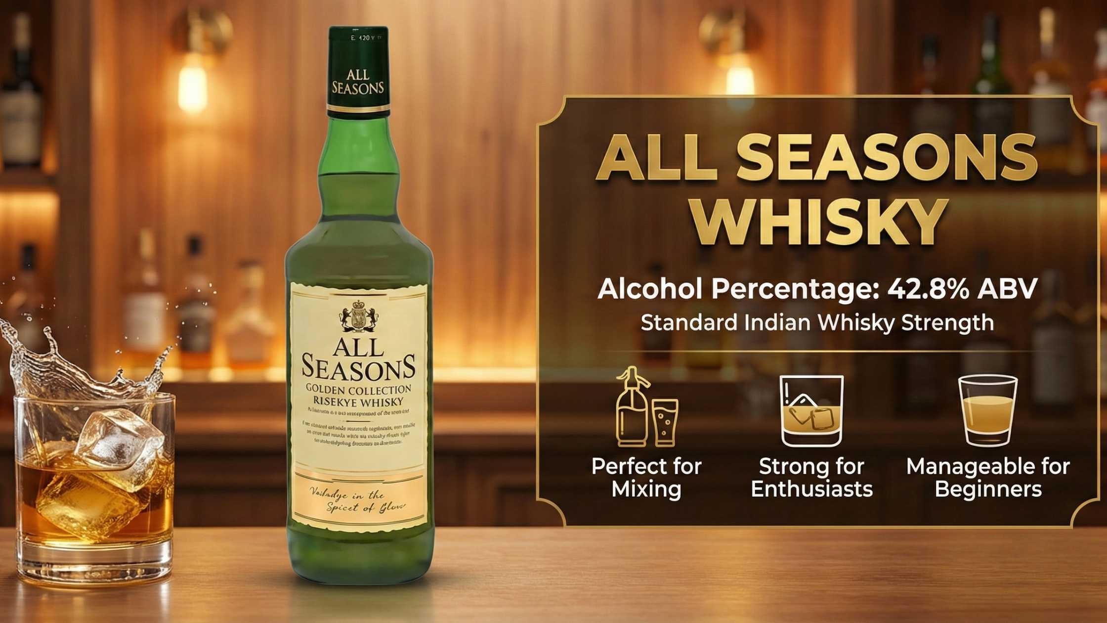 what is all seasons whisky alcohol percentage